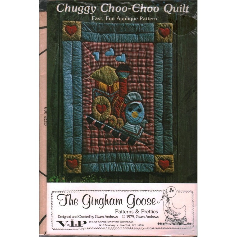 Vintage 1979 Chuggy Choo-Choo Quilt Applique Pattern Gingham Goose GGP 009 Train